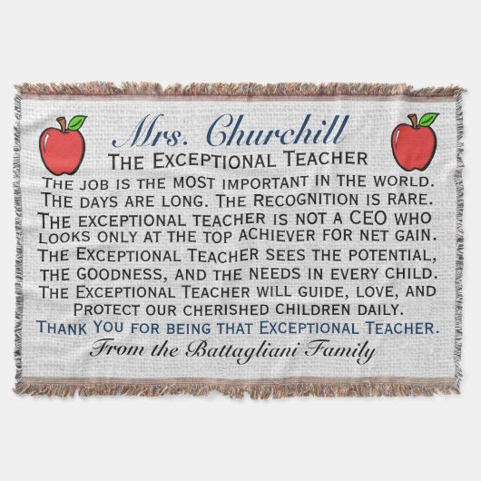 Versie 3 EXCEPTIONELE leraar Dank u Denen Deken (Voorkant)