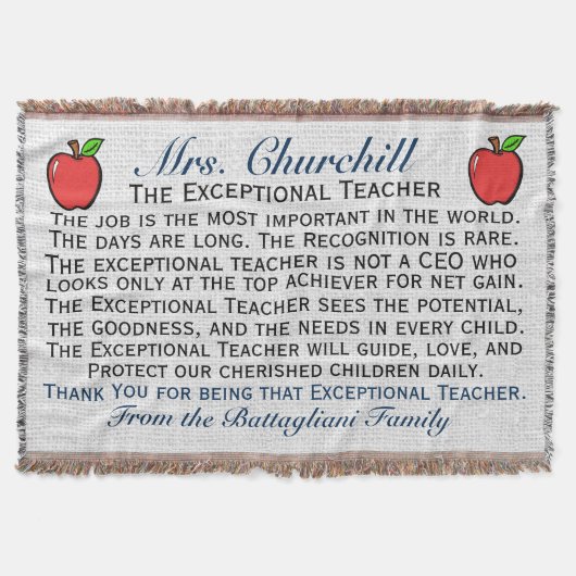 Versie 3 EXCEPTIONELE leraar Dank u Denen Deken (Voorkant)