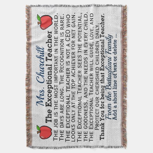 Versie 5 EXCEPTIONELE leraar Dank u Denen Deken (Voorkant Verticaal)