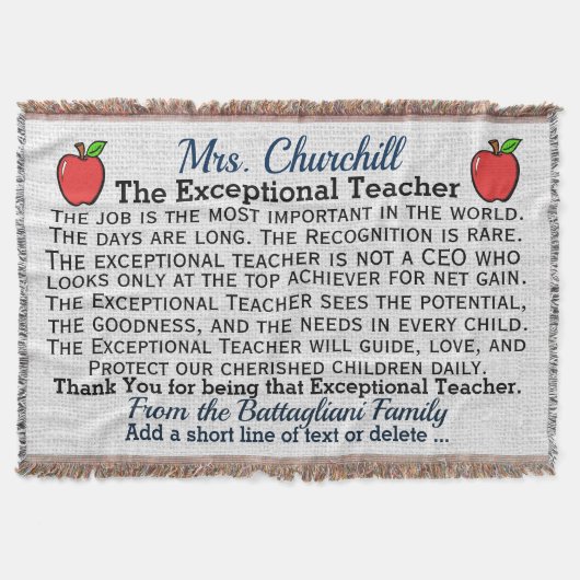 Versie 5 EXCEPTIONELE leraar Dank u Denen Deken (Voorkant)