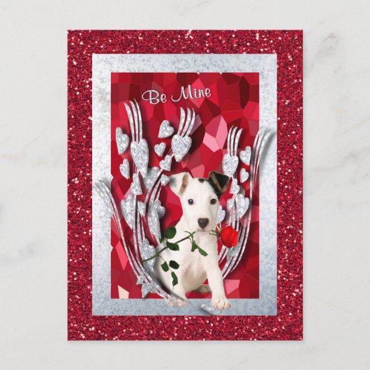 Versie Twee van Russell Puppy Be Mine Valentine Feestdagenkaart (Voorkant)