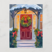 Versier de hal | Kerst Winter Vakantie Geschilderd Briefkaart (Voorkant)