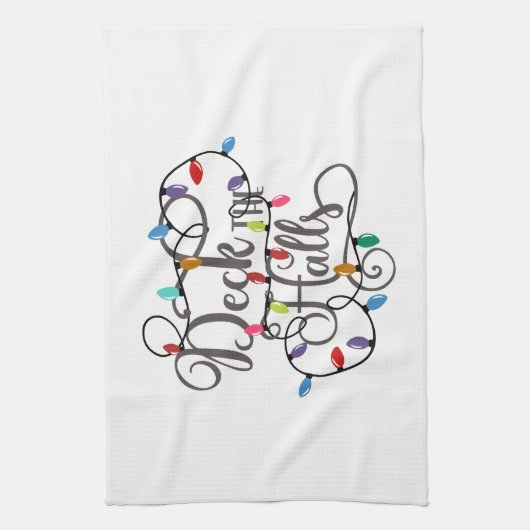 versier de hal kerstverlichting Kerstmis Theedoek (Verticaal)