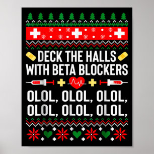 Versier de hal met bètablokkers Verpleegster Kerst Poster