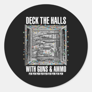 Versier de hal met geweren & munitie ronde sticker