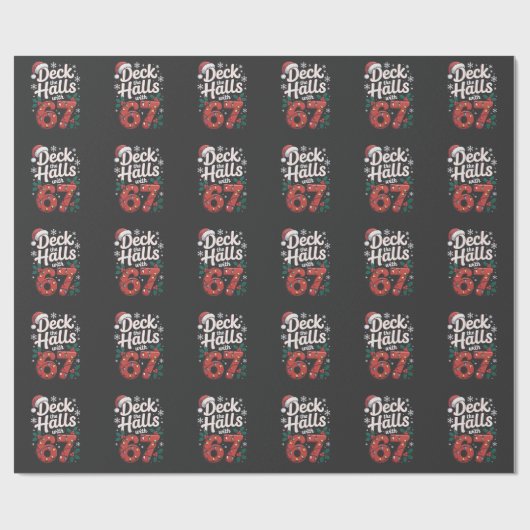 Versier de hallen met 6 7 Grappig kerstfeest zes z Cadeaupapier (Vlak)
