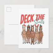 Versier de Stallen Grappige Kerstmis Paardenliefhe Uitnodiging Briefkaart (Voorkant / Achterkant)