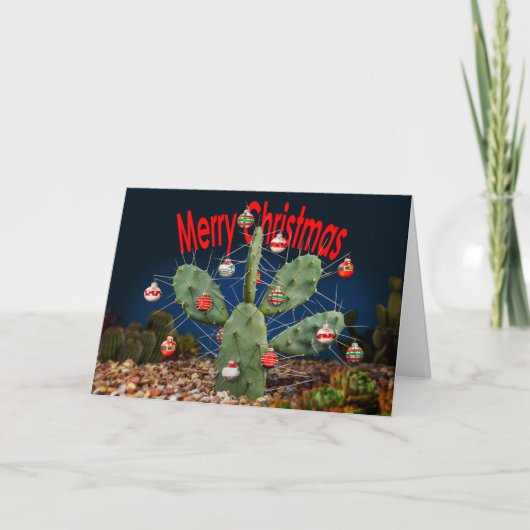 Versier uw Cactusboom - Prettig Kerstfeest Feestdagen Kaart (Voorkant)