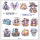 VERSIER UW HALLOWEEN PARTY MET AANGEPASTE NAAM STICKER (Vel)