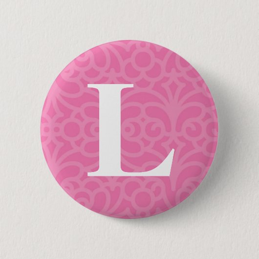 Versierd BloemenMonogram - Brief L Ronde Button 5,7 Cm (Voorkant)