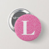 Versierd BloemenMonogram - Brief L Ronde Button 5,7 Cm (Voorkant /achterkant)