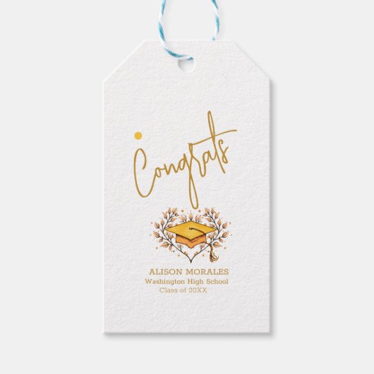 Versierd Gefeliciteerd Golden Pet Afstuderen Gift  Cadeaulabel (Voorkant)