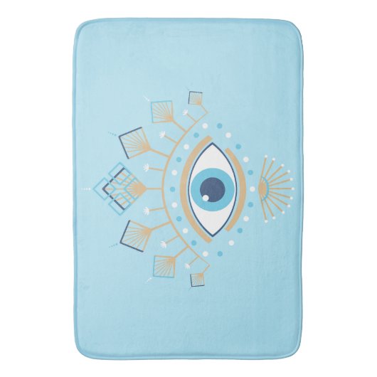 Versierd Grieks Evil Eye Turks Beschermingssymbool Badmat (Voorkant Verticaal)