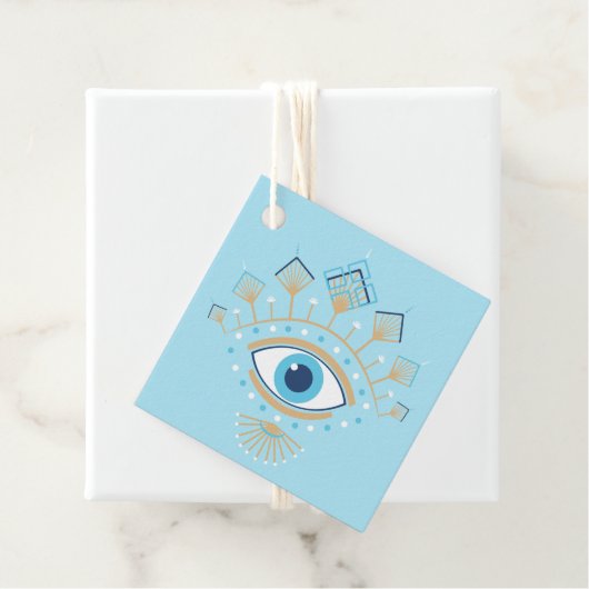 Versierd Grieks Evil Eye Turks Beschermingssymbool Bedankjes Labels (In situ)