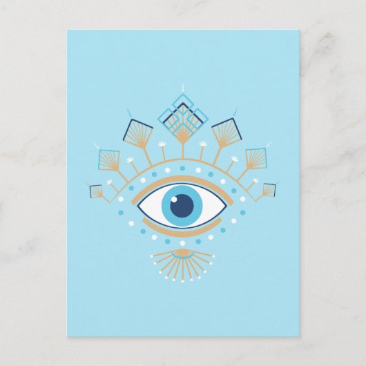 Versierd Grieks Evil Eye Turks Beschermingssymbool Briefkaart (Voorkant)