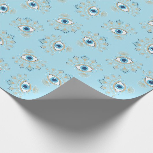 Versierd Grieks Evil Eye Turks Beschermingssymbool Cadeaupapier (Hoek)