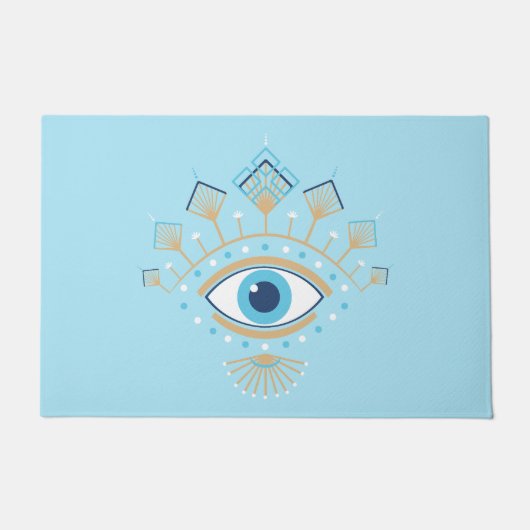 Versierd Grieks Evil Eye Turks Beschermingssymbool Deurmat (Voorkant)