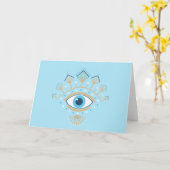 Versierd Grieks Evil Eye Turks Beschermingssymbool Kaart (Gele Bloem)