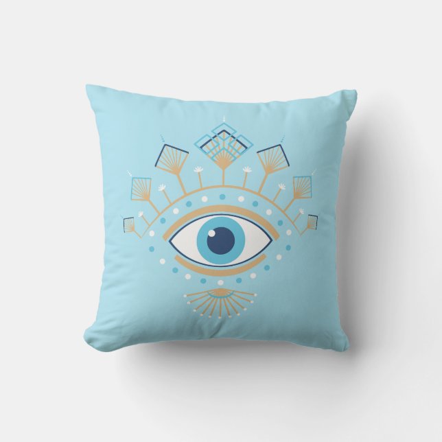 Versierd Grieks Evil Eye Turks Beschermingssymbool Kussen (Voorkant)
