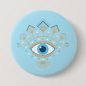 Versierd Grieks Evil Eye Turks Beschermingssymbool Ronde Button 7,6 Cm (Voorkant)