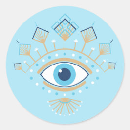 Versierd Grieks Evil Eye Turks Beschermingssymbool Ronde Sticker