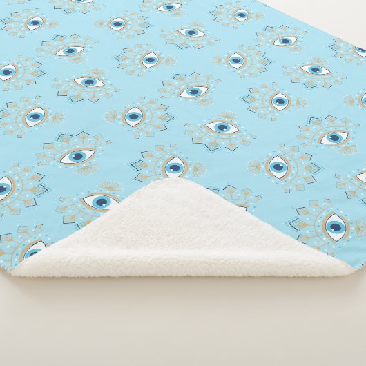 Versierd Grieks Evil Eye Turks Beschermingssymbool Sherpa Deken (3/4)