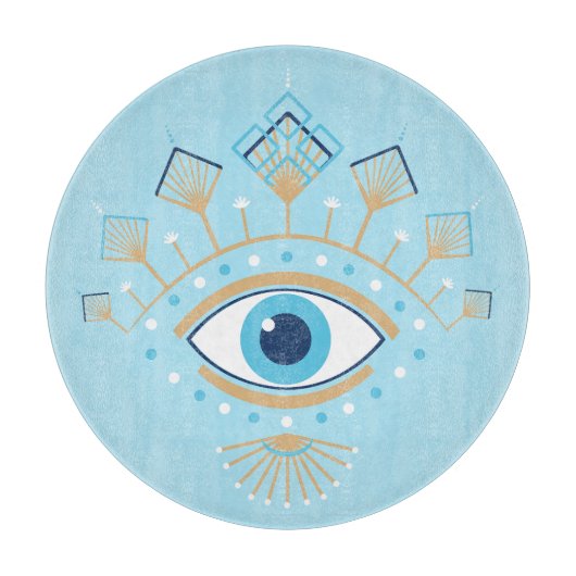 Versierd Grieks Evil Eye Turks Beschermingssymbool Snijplank (Voorkant)