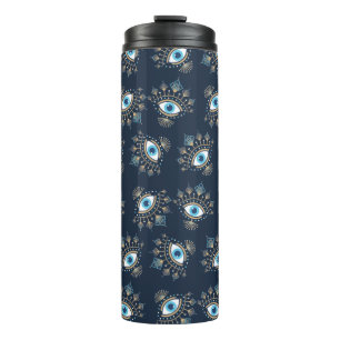 Versierd Grieks Evil Eye Turks Beschermingssymbool Thermosbeker