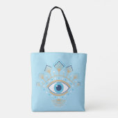 Versierd Grieks Evil Eye Turks Beschermingssymbool Tote Bag (Achterkant)