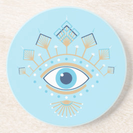 Versierd Grieks Evil Eye Turks Beschermingssymbool Zandsteen Onderzetter