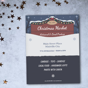 Versierd Houten Bord - Flyer Kerstmarkt