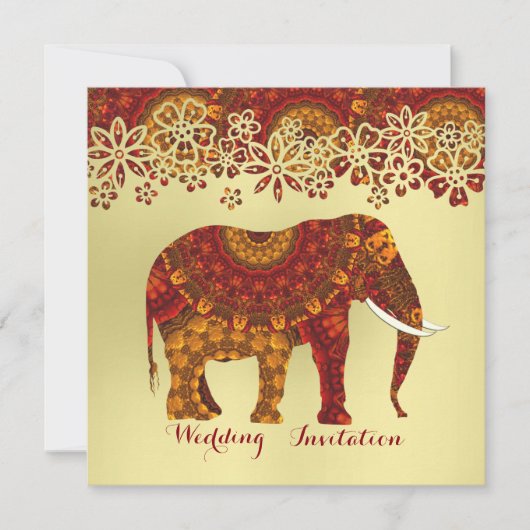 Versierd Indiaas  olifantenontwerp Kaart (Voorkant)