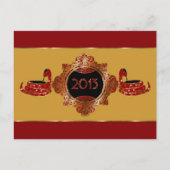 Versierd Jaar van het Briefkaart van het Nieuwjaar (Voorkant)