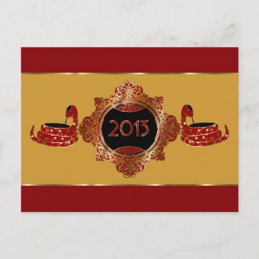 Versierd Jaar van het Briefkaart van het Nieuwjaar (Voorkant)