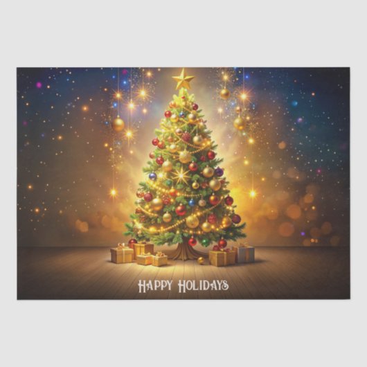 Versierd Kerstboom Vloeipapier Tissuepapier (Voorkant)