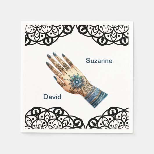 Versierd Mehndi Henna Handontwerp Servet (Voorkant)
