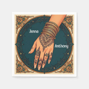  Versierd Mehndi Henna Handontwerp Servet