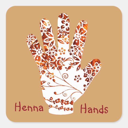 Versierd Mehndi Henna Handontwerp Vierkante Sticker (Voorkant)