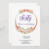 versierd met bloemen Verjaardagsfeestuitnodiging Bedankkaart (Voorkant / Achterkant)