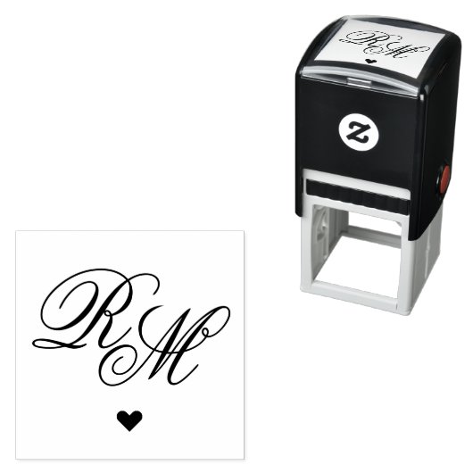 Versierd Monogram Hart Zelfinktende Stempel (In situ)