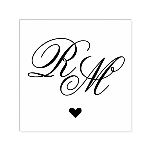 Versierd Monogram Hart Zelfinktende Stempel (Design)