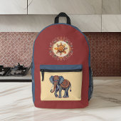 Versierd Olifant met Floral Mandala n Initialen Bedrukte Rugzak