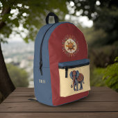 Versierd Olifant met Floral Mandala n Initialen Bedrukte Rugzak