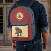 Versierd Olifant met Floral Mandala n Initialen Bedrukte Rugzak