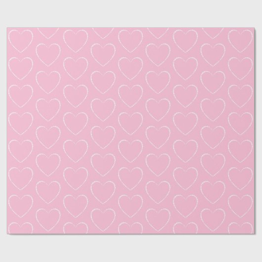  versierd roze harten inpakpapier (Vlak)