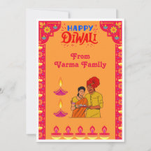 Versierd Sinaasappel Happy Diwali