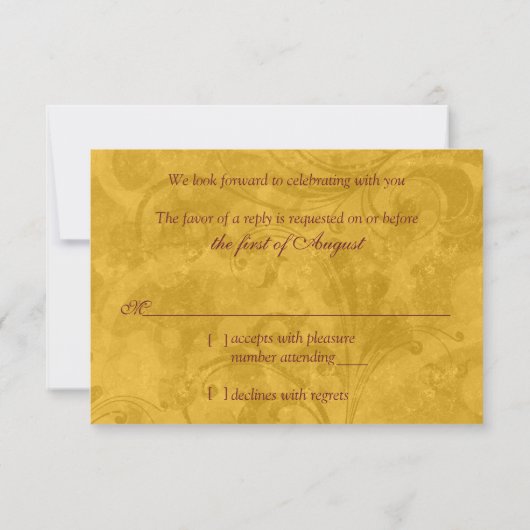 Versierd Victoriaans Maskerade Bal Bruiloft RSVP (Achterkant)