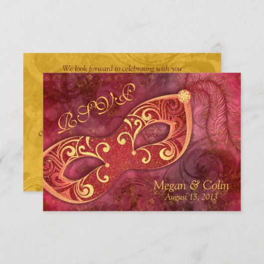 Versierd Victoriaans Maskerade Bal Bruiloft RSVP (Voorkant / Achterkant)