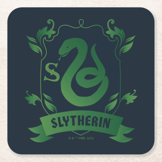Versierd Wapen van Huis SLYTHERIN™ Kartonnen Onderzetters (Voorkant)