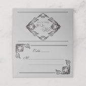 Versierd zwart gotisch monogram met krullen plaatskaartje (Buitenkant ongevouwen)